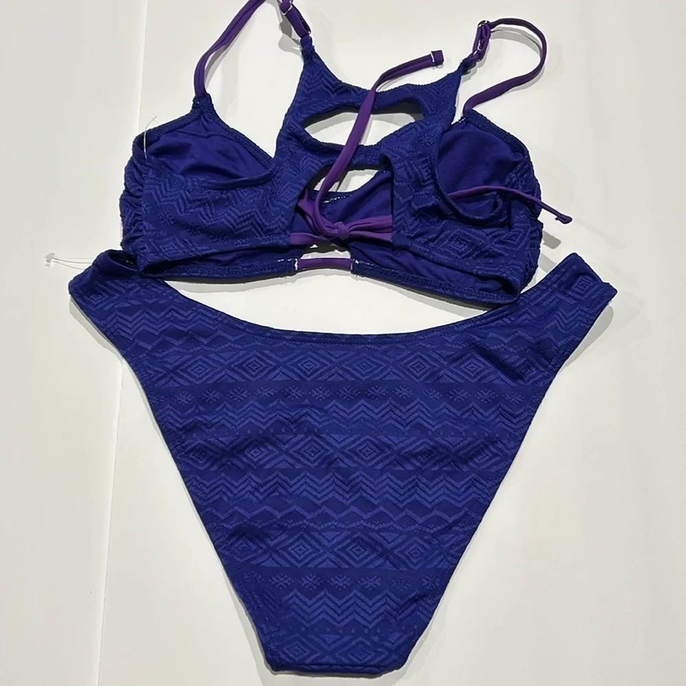 Xhilaration Purple textured bikini swim set size medium large new